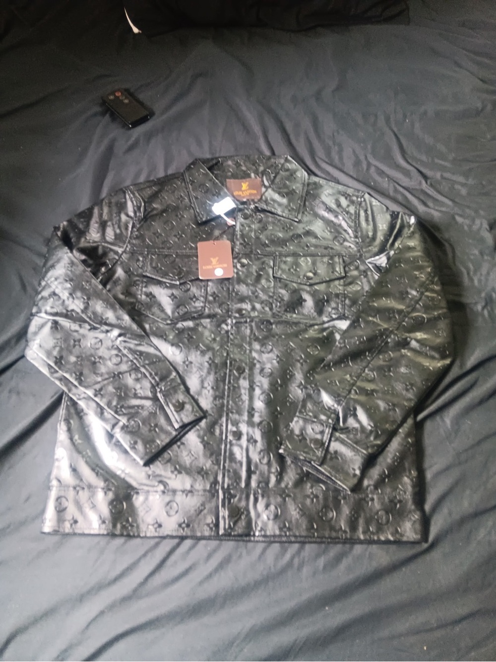 lv Black Monogram Patent Jacket